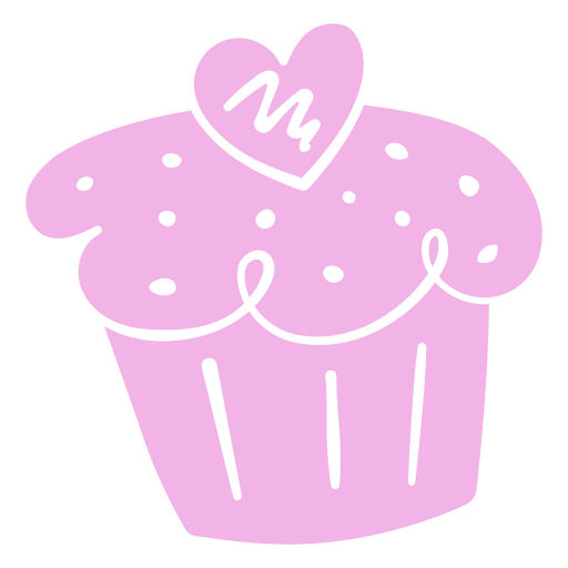 Pink cupcake with a heart on it PNG Design