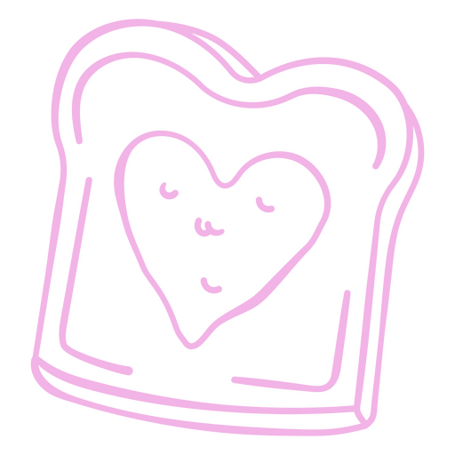 Rebanada de pan tostado con un corazón Diseño PNG