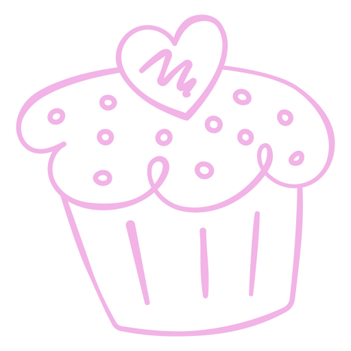 Cute cupcake illustration with heart design PNG Design