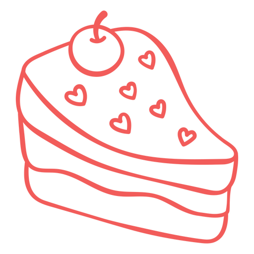 Pedaço de bolo com corações Desenho PNG