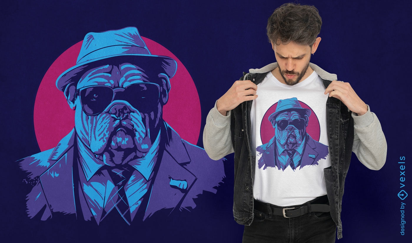 Stilvolles T-Shirt-Design mit englischer Bulldogge