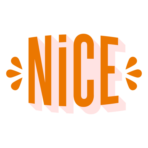 La palabra agradable en letras naranjas. Diseño PNG