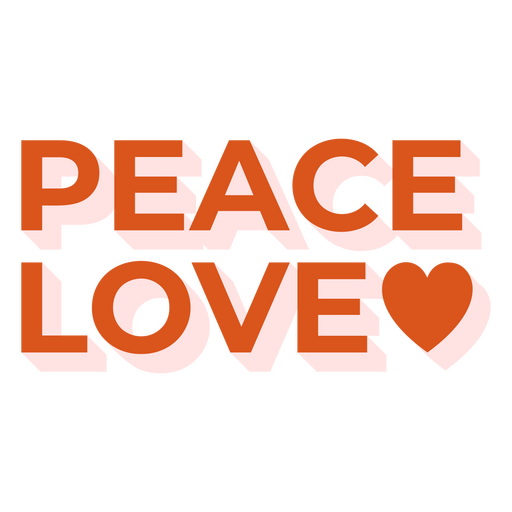 La palabra paz amor en naranja. Diseño PNG