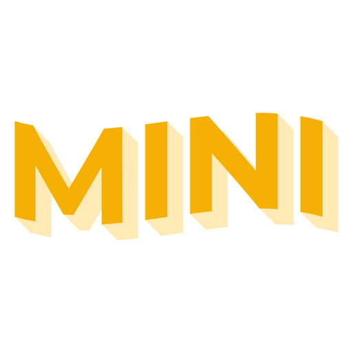 La palabra mini en amarillo. Diseño PNG