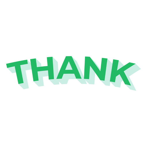 The word thank in green PNG Design