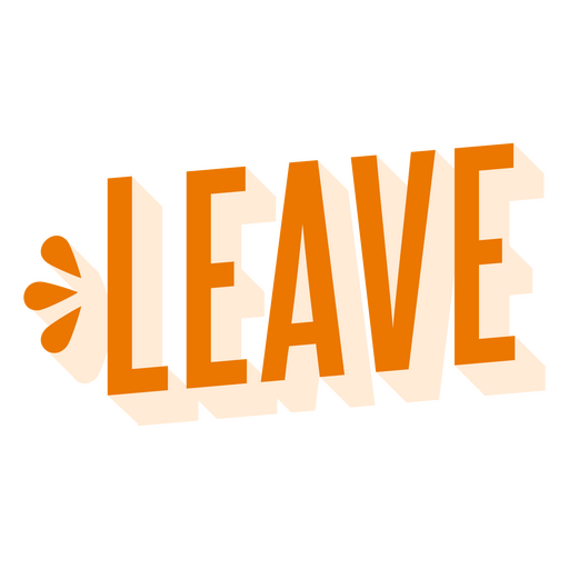 The word leave in orange PNG Design