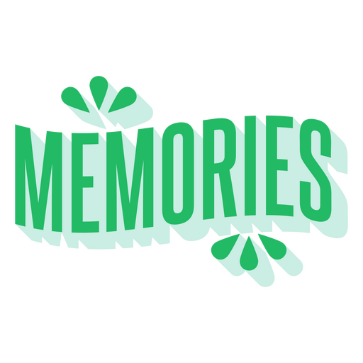 The word memories in green PNG Design
