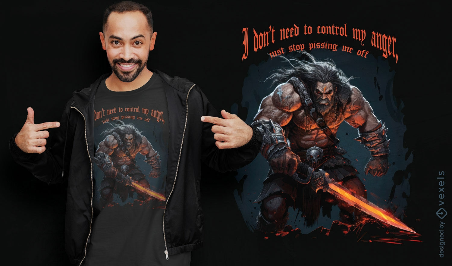 Barbarian with sword quote t-shirt design