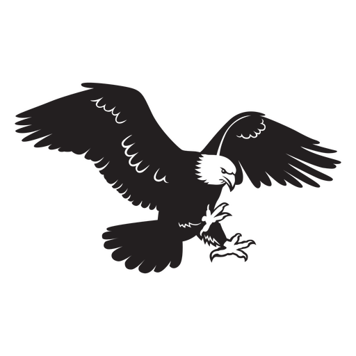 Black silhouette of an eagle flying PNG Design