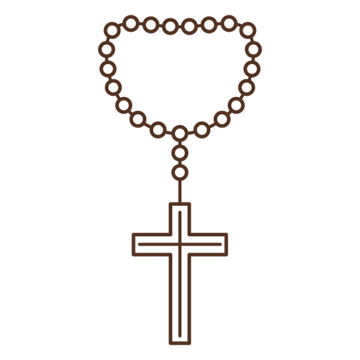 Diseño minimalista de rosario y cruz. Diseño PNG
