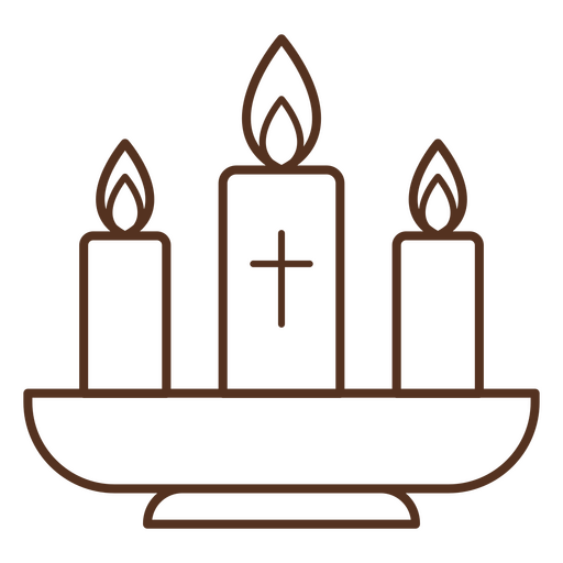Three candles and a cross PNG Design