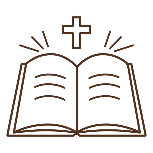 Diseño minimalista de libro abierto con cruz. Diseño PNG