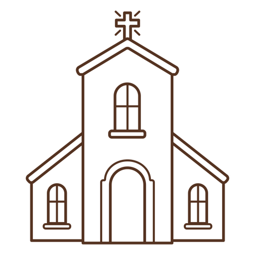 Einfache Umrisszeichnung eines Kirchengebäudes PNG-Design