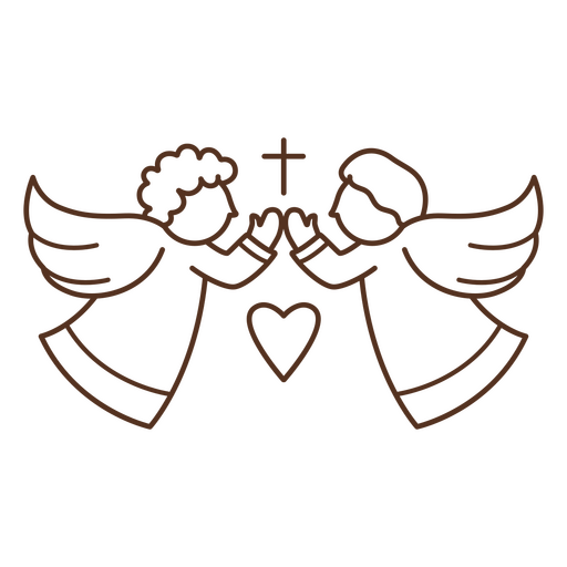 Encantadora ilustración de ángel con corazón y cruz. Diseño PNG