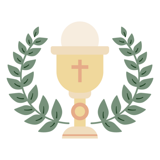 Chalice with a cross and laurel wreath PNG Design