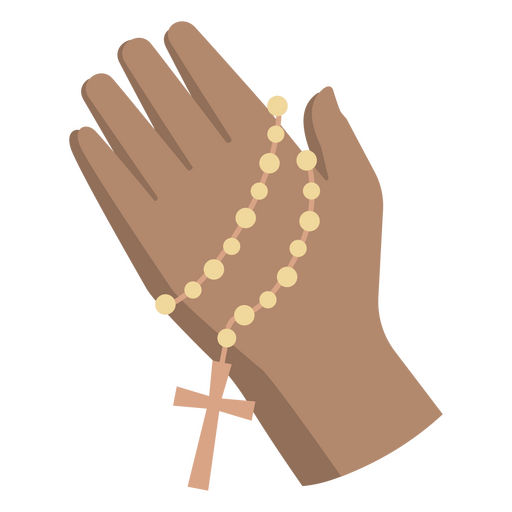 Hand hält einen Rosenkranz und ein Kreuz PNG-Design
