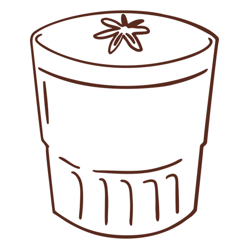 Taza marrón con una flor. Diseño PNG