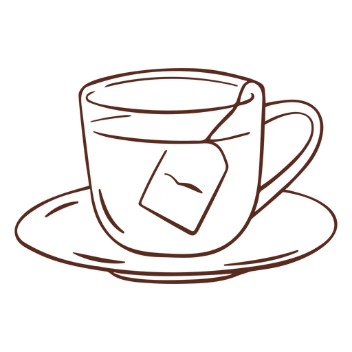 Cup of tea with a tea bag on it PNG Design
