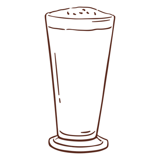Dibujo negro y marrón de un vaso de cerveza. Diseño PNG