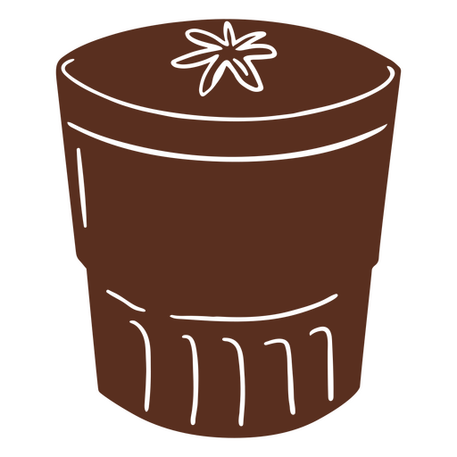 Design elegante de xícara marrom com estampa floral. Desenho PNG