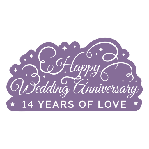 Happy wedding anniversary 14 years of love PNG Design