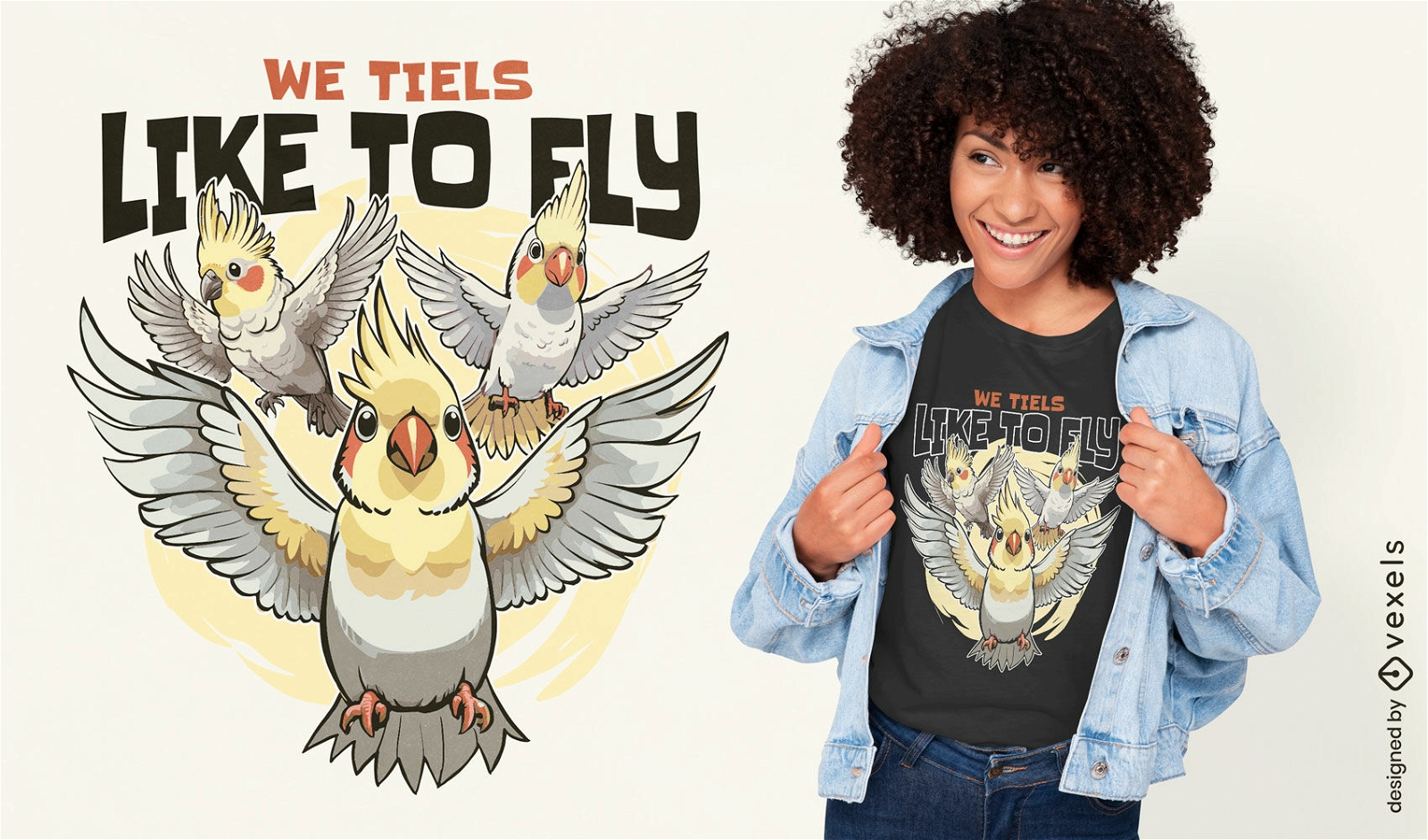 Cockatiels in flight t-shirt design