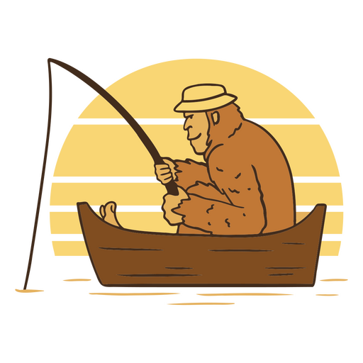 Pescando Sasquatch em um barco Desenho PNG