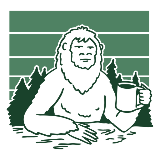 Sasquatch hält eine Tasse Kaffee PNG-Design