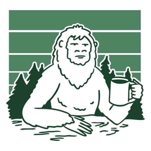 Sasquatch holding a cup of coffee PNG Design