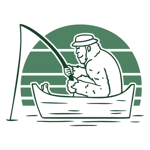 Squatch está pescando em um barco Desenho PNG