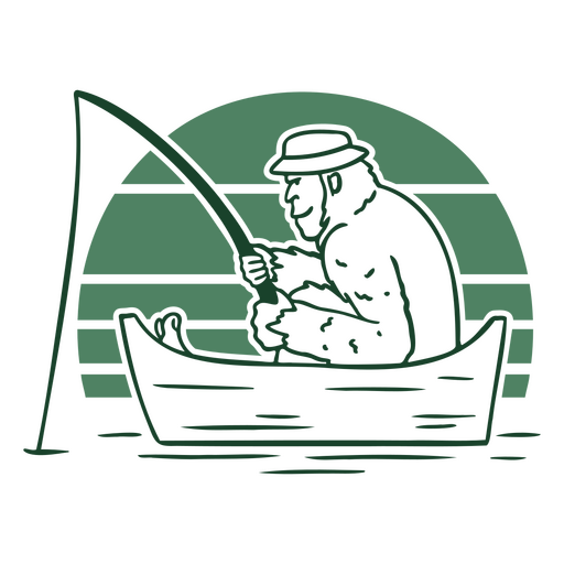 Squatch is fishing in a boat PNG Design