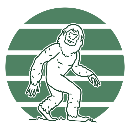 Bigfoot caminando en un círculo verde Diseño PNG