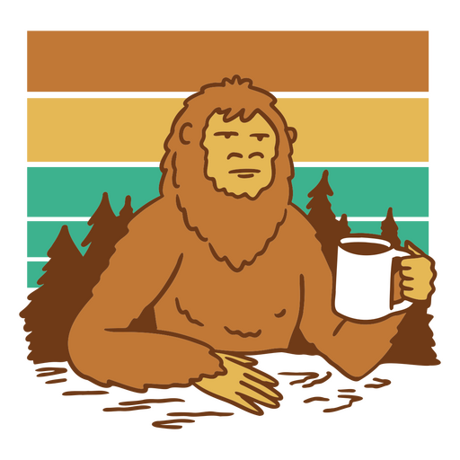 Bigfoot holding a cup of coffee PNG Design