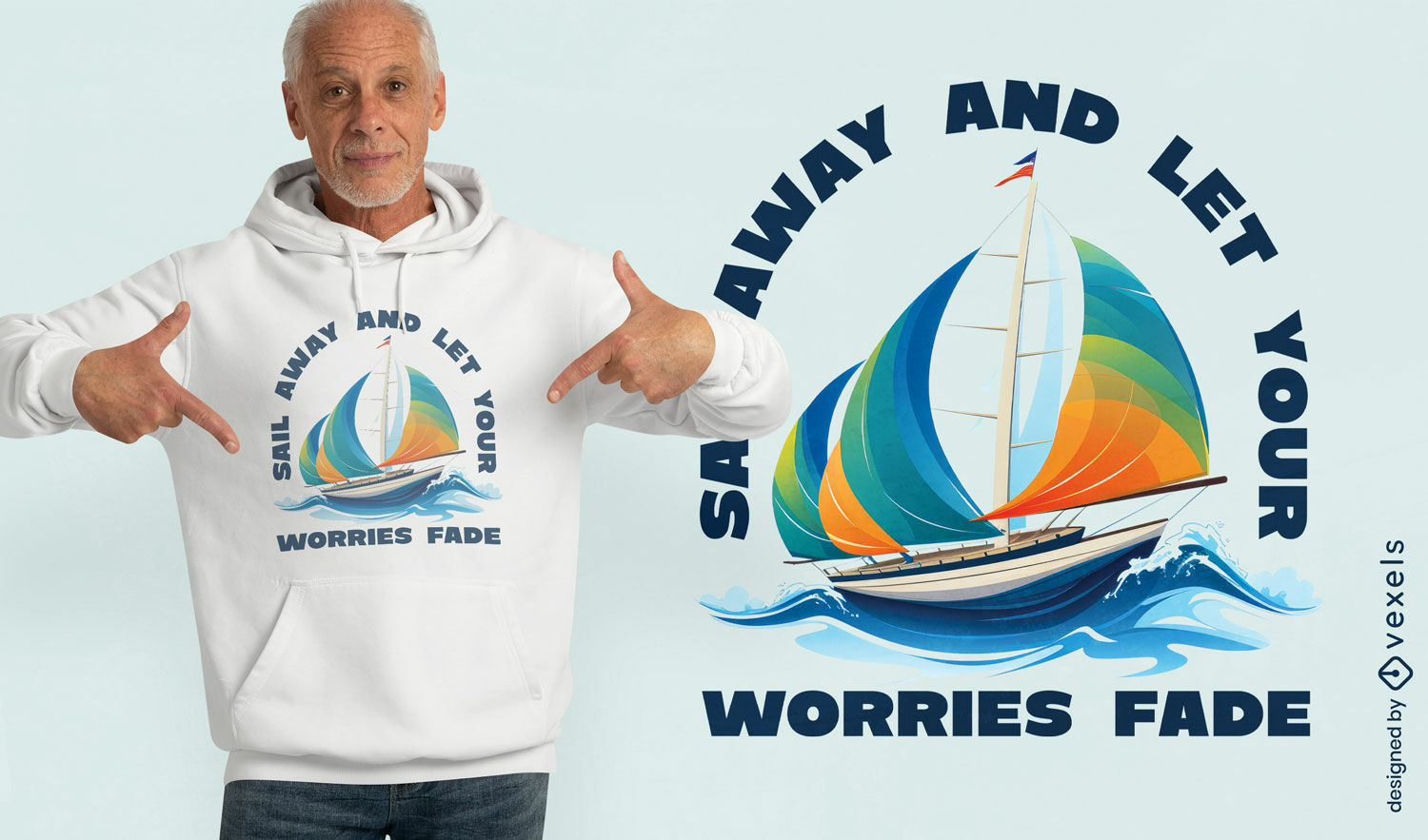 T-Shirt-Design mit ?Sail Away?-Zitat