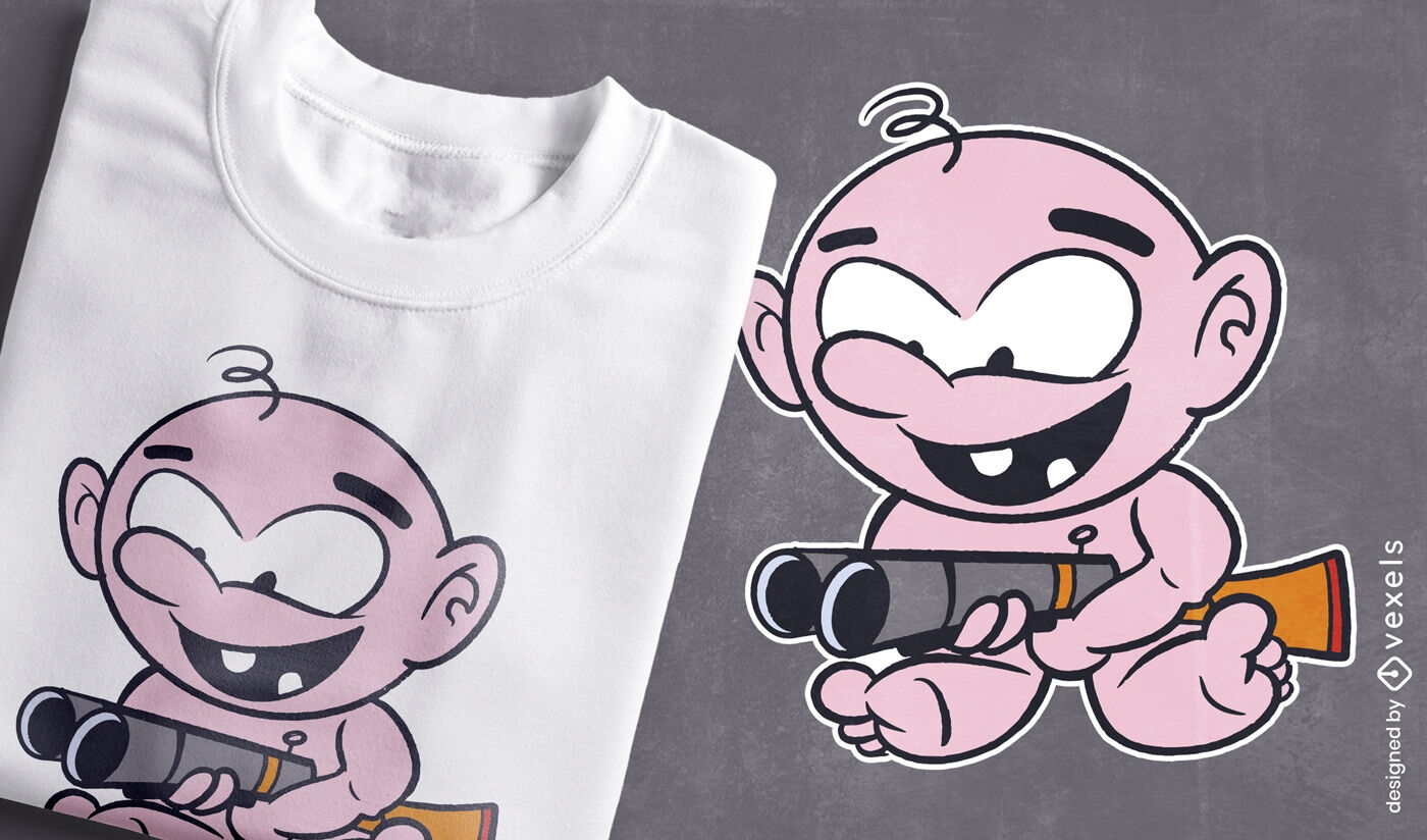 Baby with gun t-shirt design