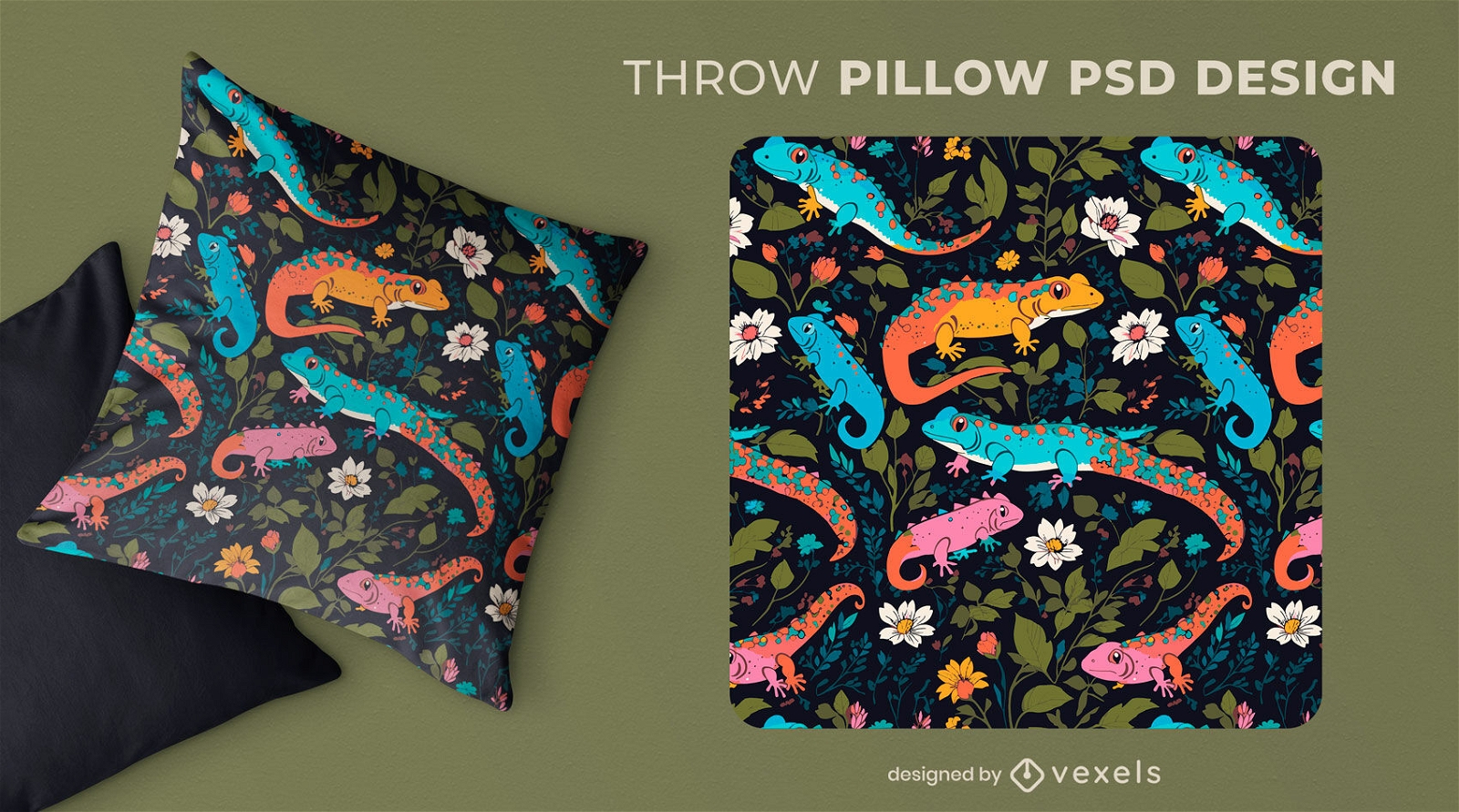 Salamanders pattern throw pillow design