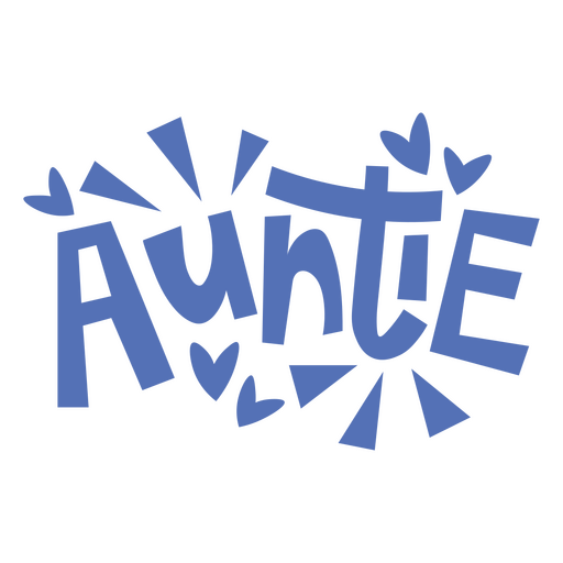 The word auntie in blue letters PNG Design