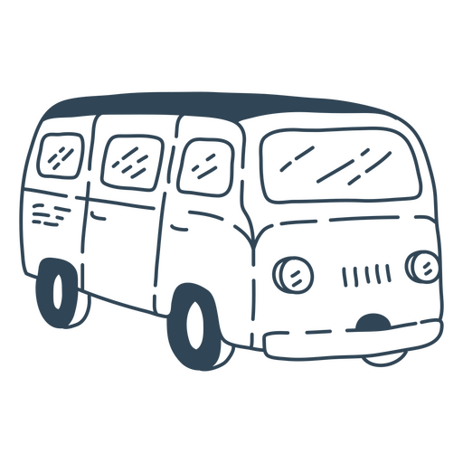 Black and white drawing of a van PNG Design