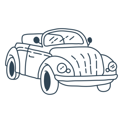 Black and white drawing of a classic car PNG Design