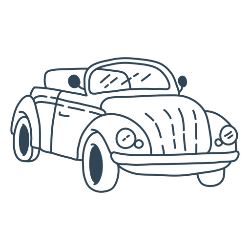 Schwarz-Weiß-Zeichnung eines Oldtimers PNG-Design