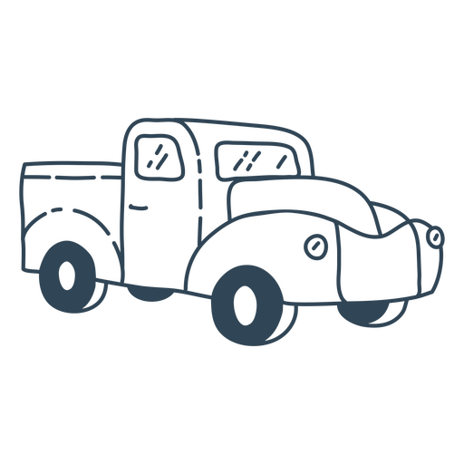 Black and white illustration of a pickup truck PNG Design