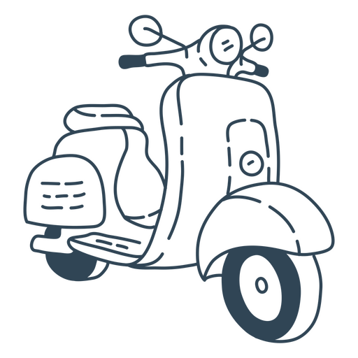 Black and white drawing of a scooter PNG Design