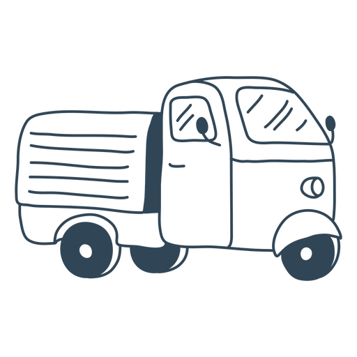 Black and white drawing of a truck PNG Design