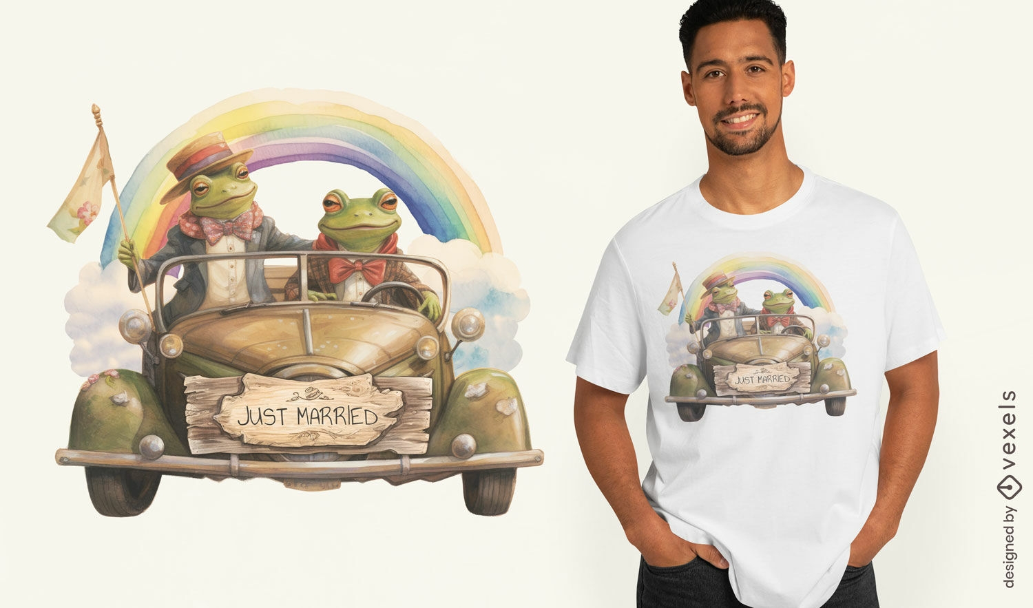Just married frog t-shirt design