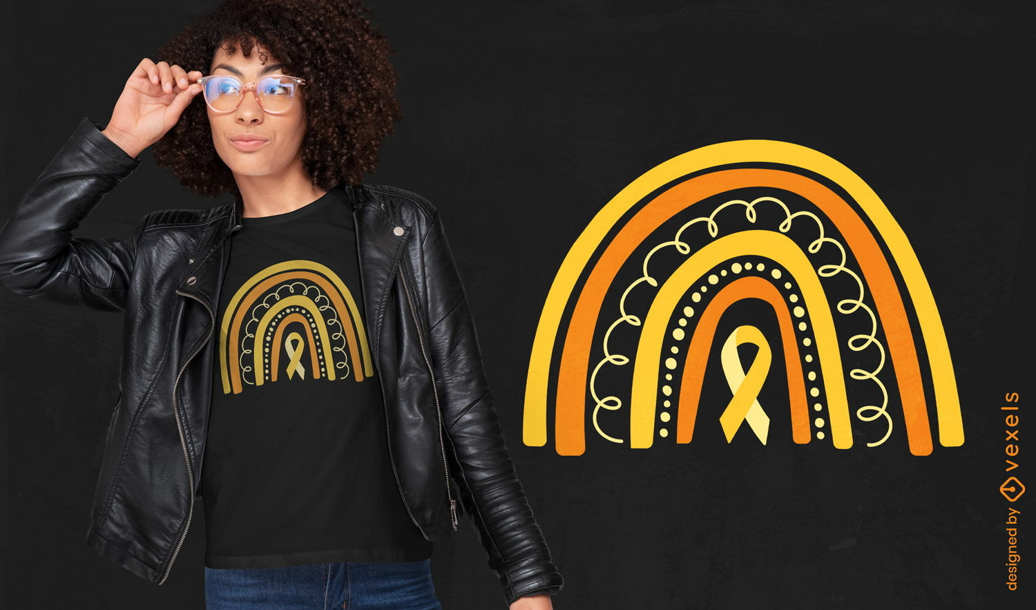 Design de camiseta arco-?ris com fita amarela