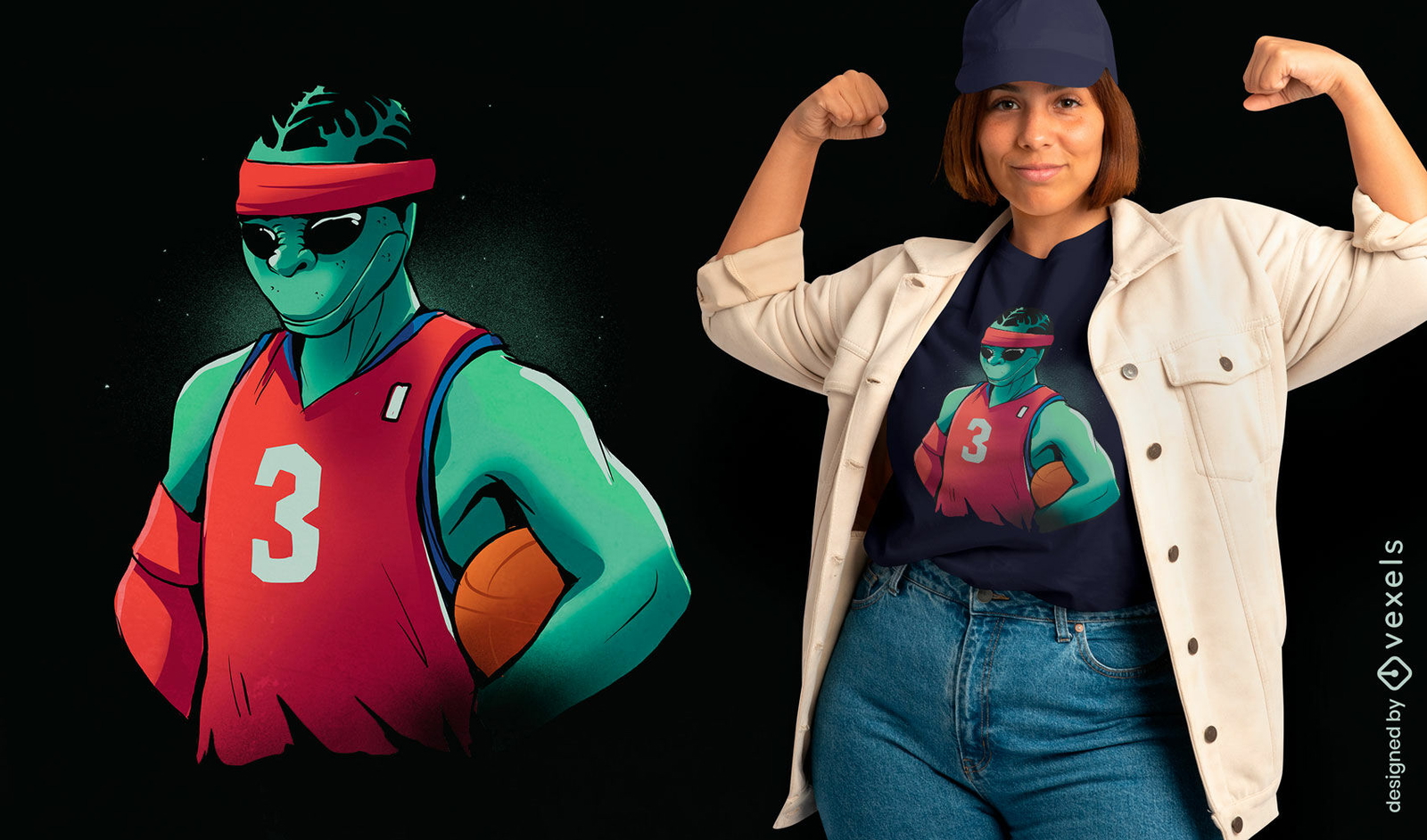 Design de camiseta de jogador alien?gena de basquete