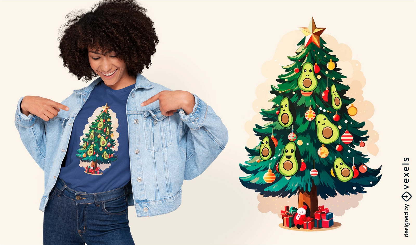 Weihnachtsbaum-Avocado-T-Shirt-Design