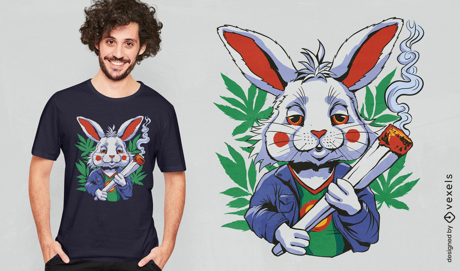 Diseño de camiseta de conejo funky.