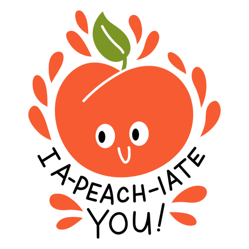 Cartoon peach with a leaf on it PNG Design