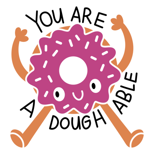 Donut de desenho animado com braços levantados no ar Desenho PNG